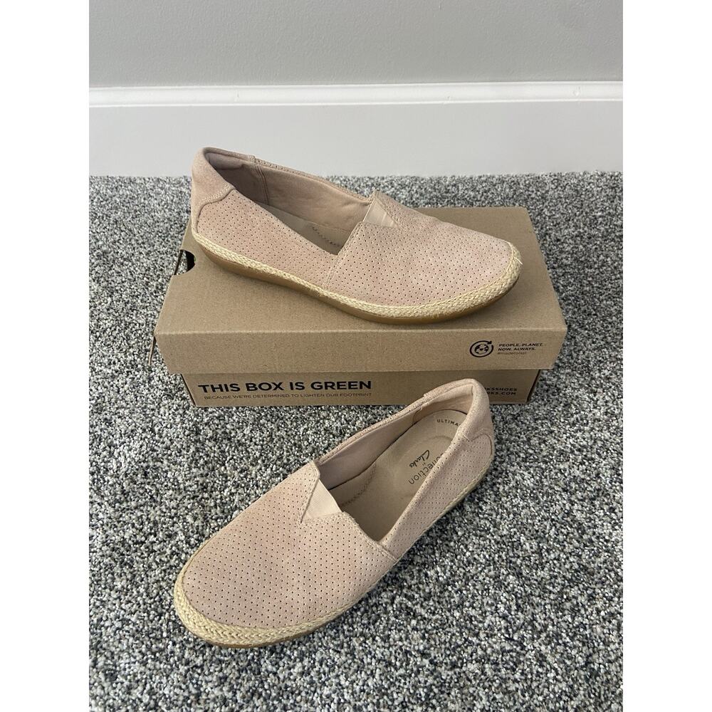 Clarks Elaina Ruby Espadrille Pewter Pink Leather Loafer Shoes Women Size 6
